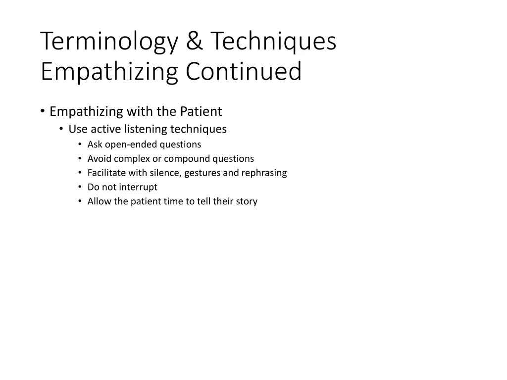 terminology techniques empathizing continued