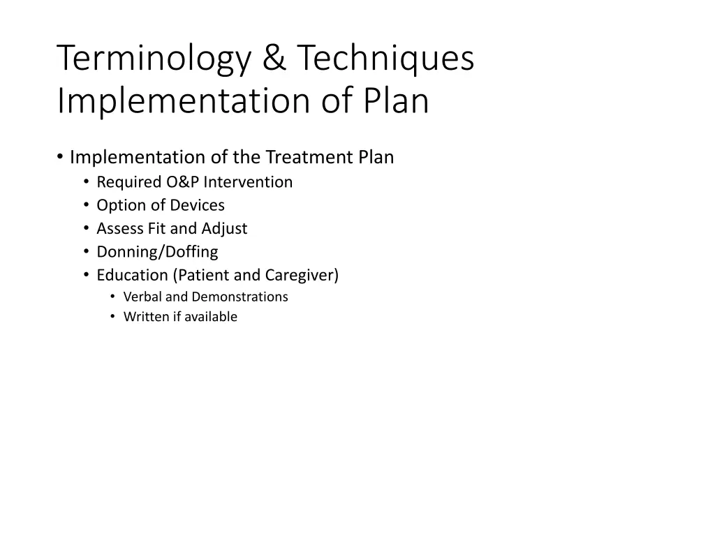 terminology techniques implementation of plan