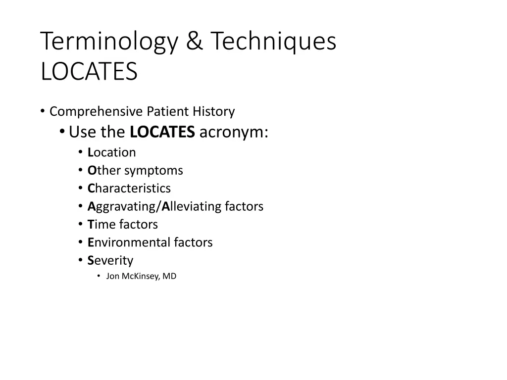 terminology techniques locates