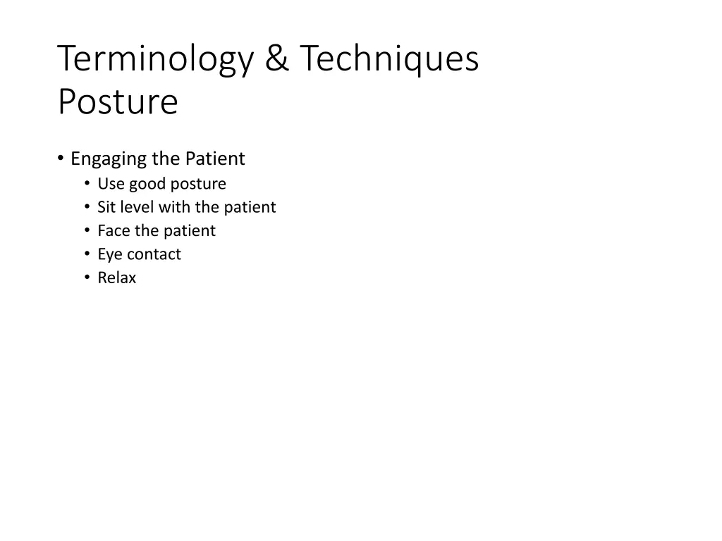 terminology techniques posture