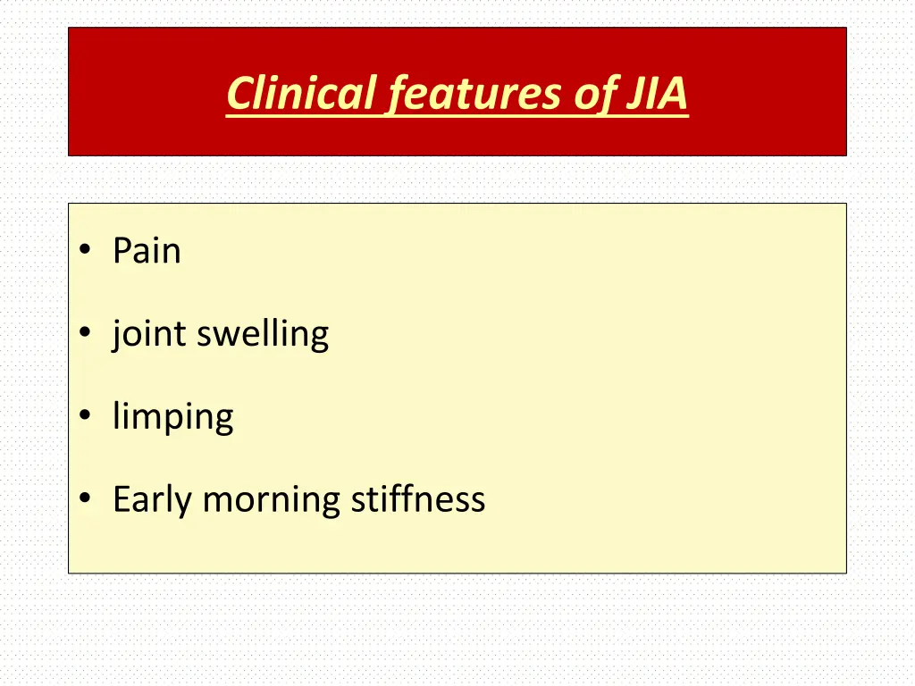 clinical features of jia