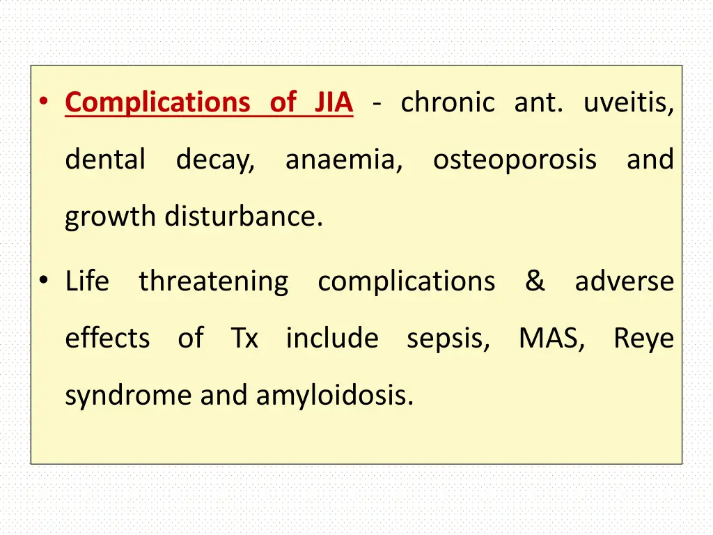 complications of jia chronic ant uveitis