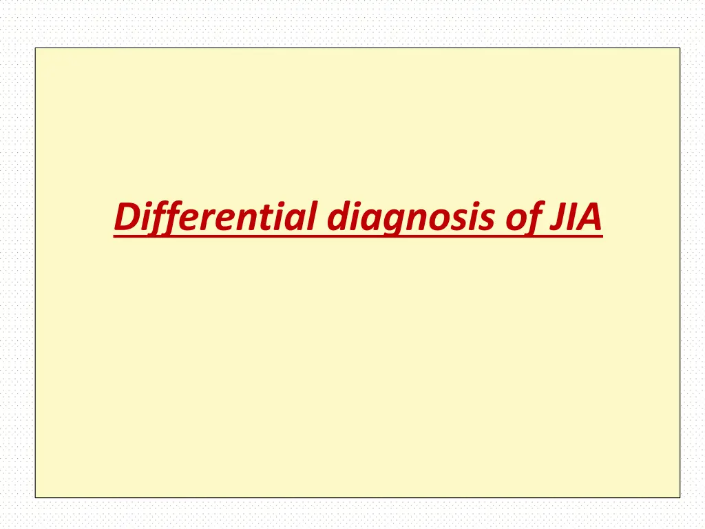 differential diagnosis of jia