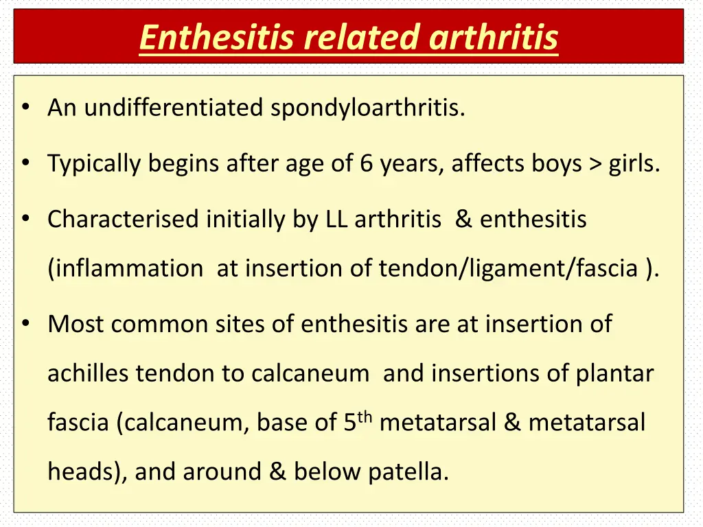 enthesitis related arthritis