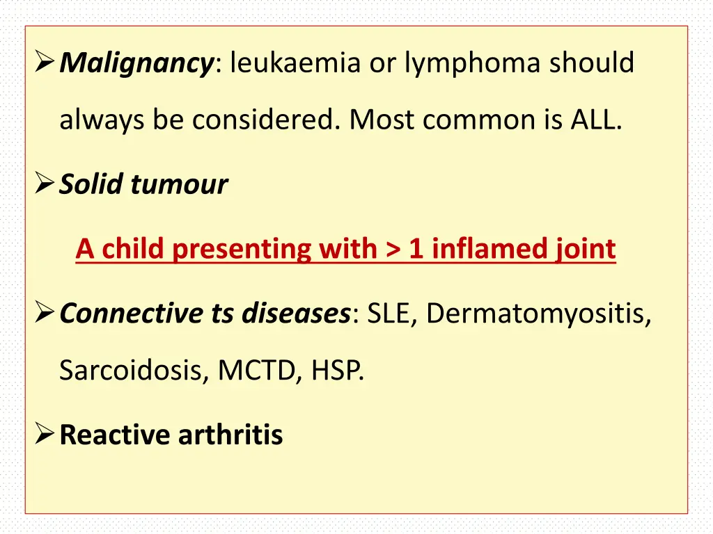 malignancy leukaemia or lymphoma should