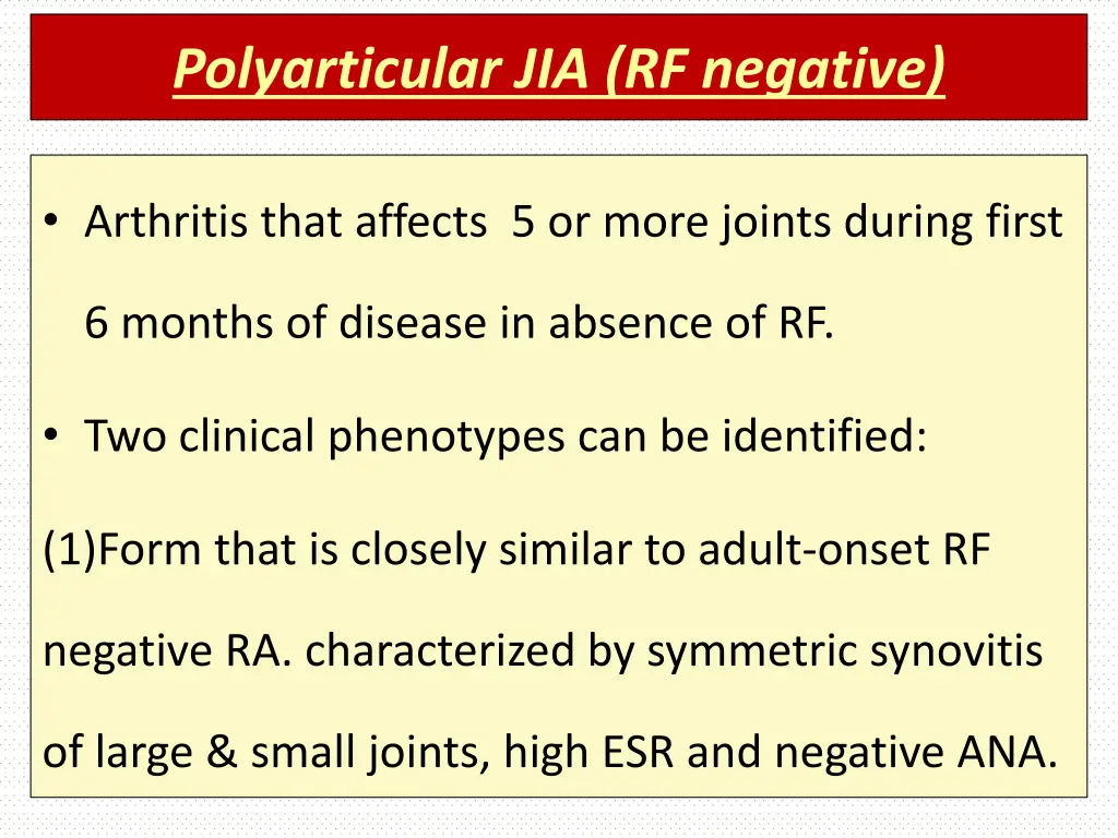 polyarticular jia rf negative