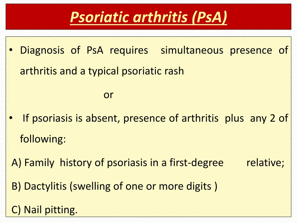 psoriatic arthritis psa