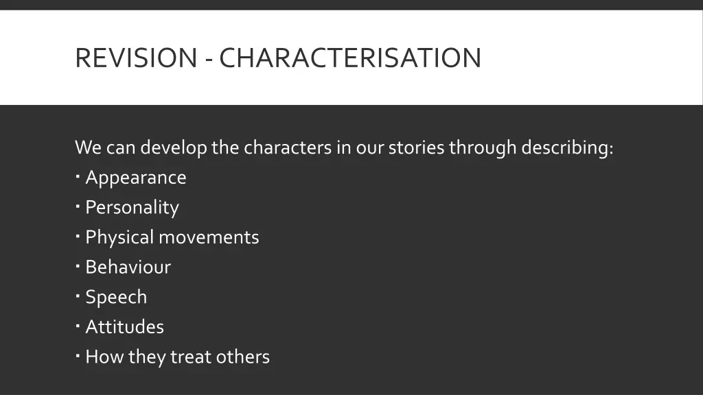 revision characterisation 1