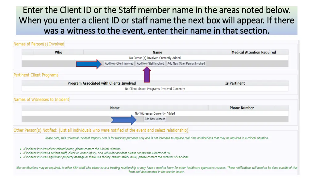 enter the client id or the staff member name