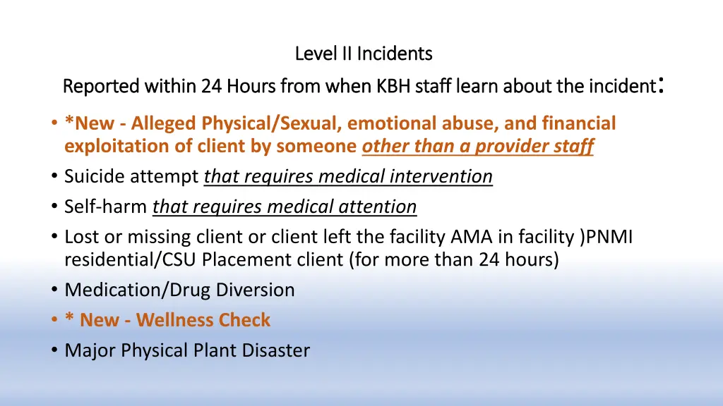 level ii incidents level ii incidents