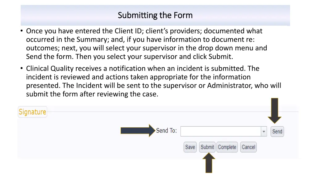 submitting the form submitting the form