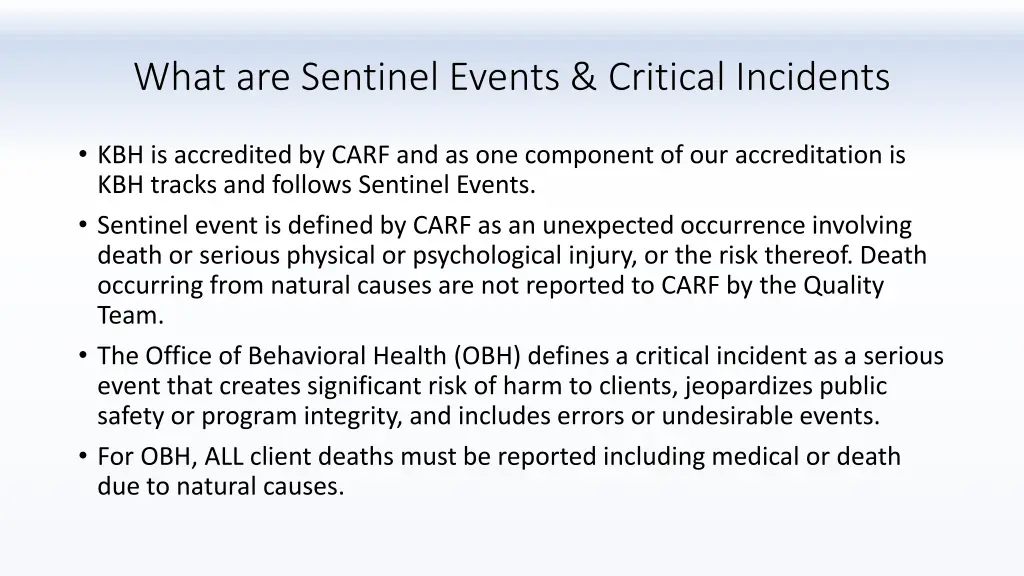 what are sentinel events critical incidents