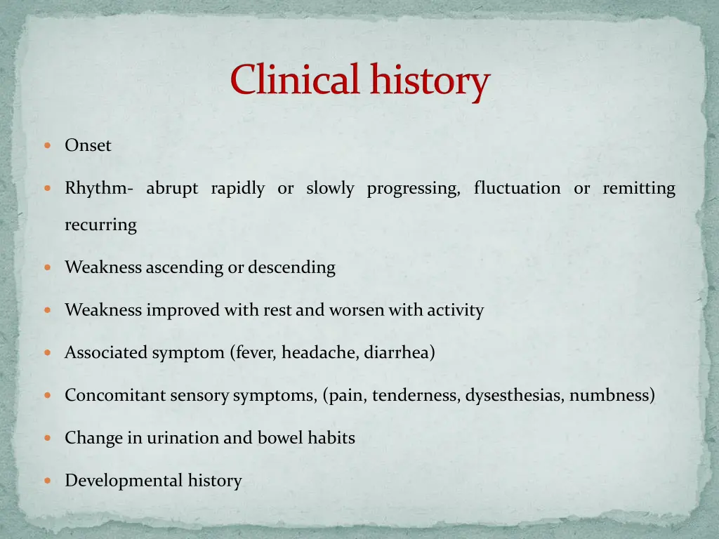 clinical history