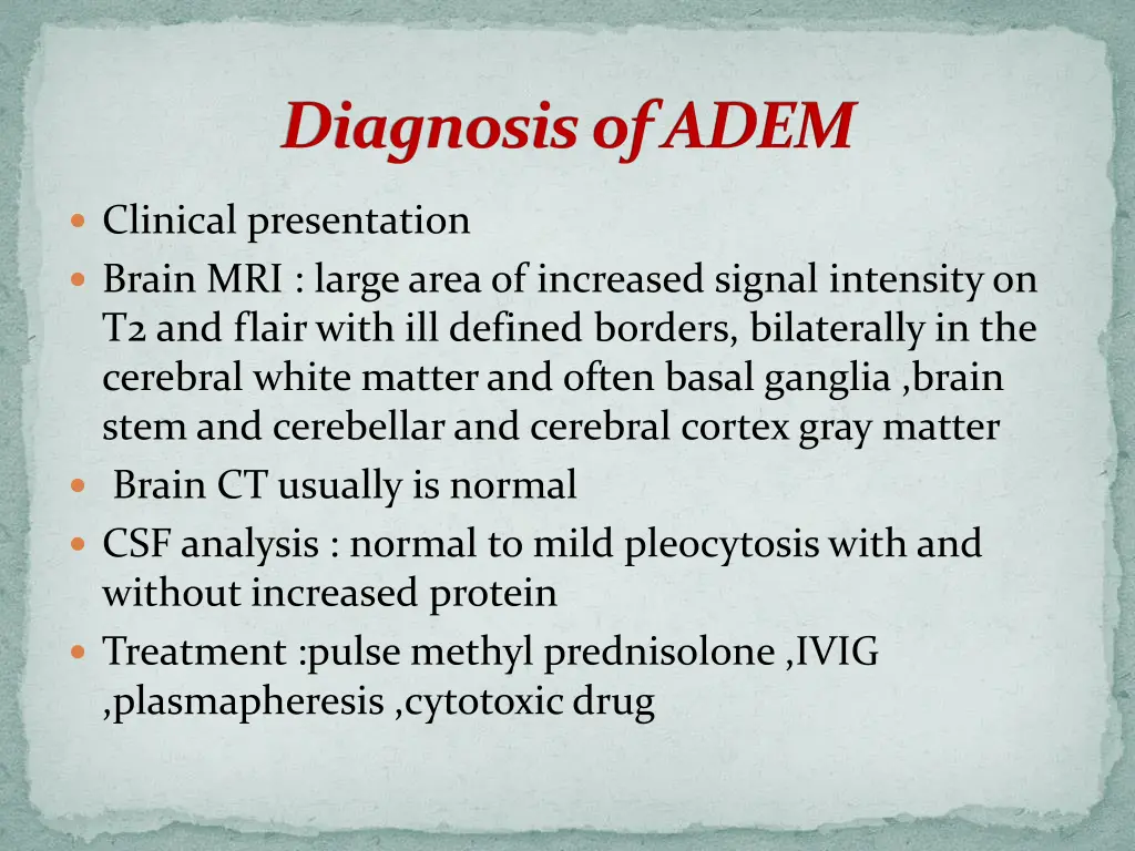 diagnosis of adem