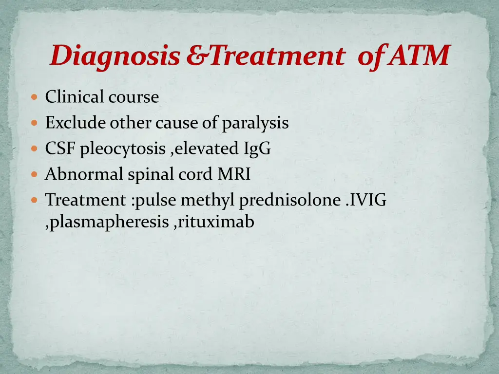 diagnosis treatment of atm