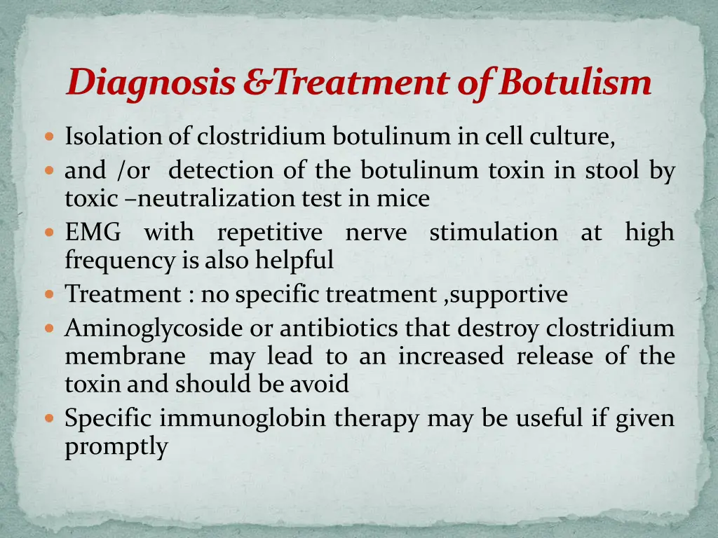 diagnosis treatment of botulism