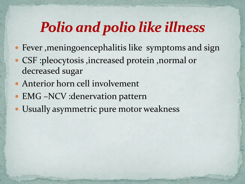 polio and polio like illness