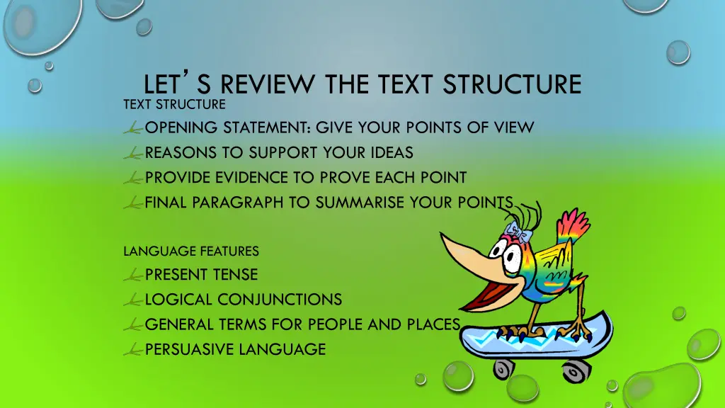 let s review the text structure text structure