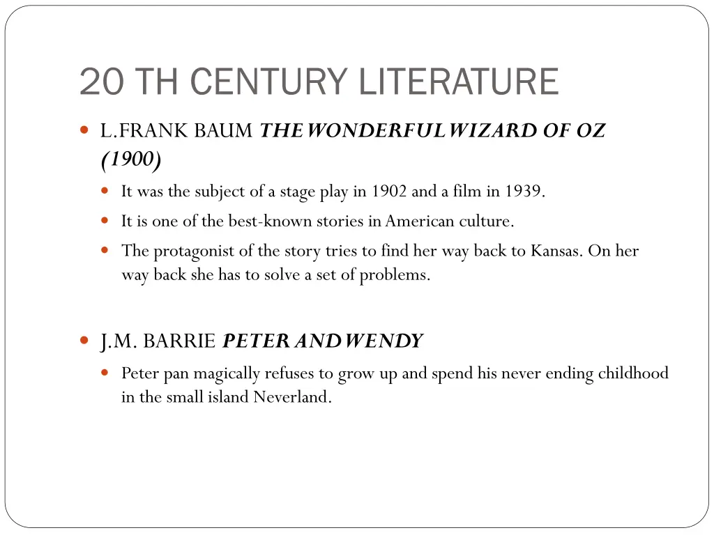 20 th century literature 1