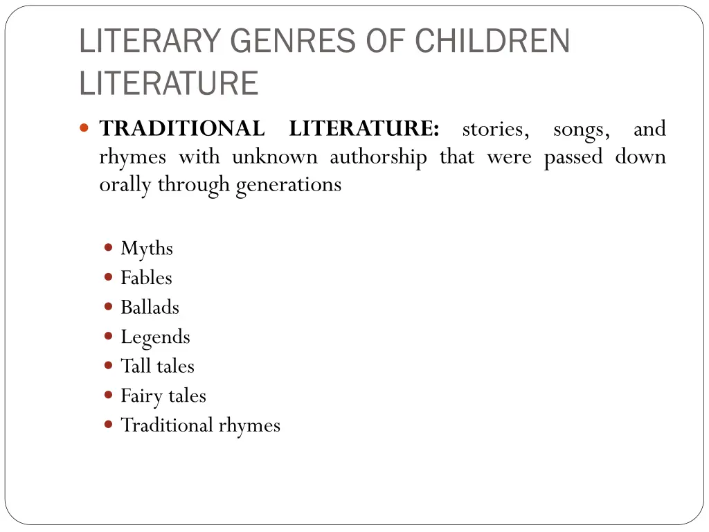 literary genres of children literature literature