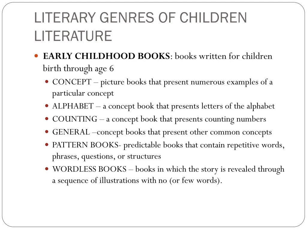 literary genres of children literature