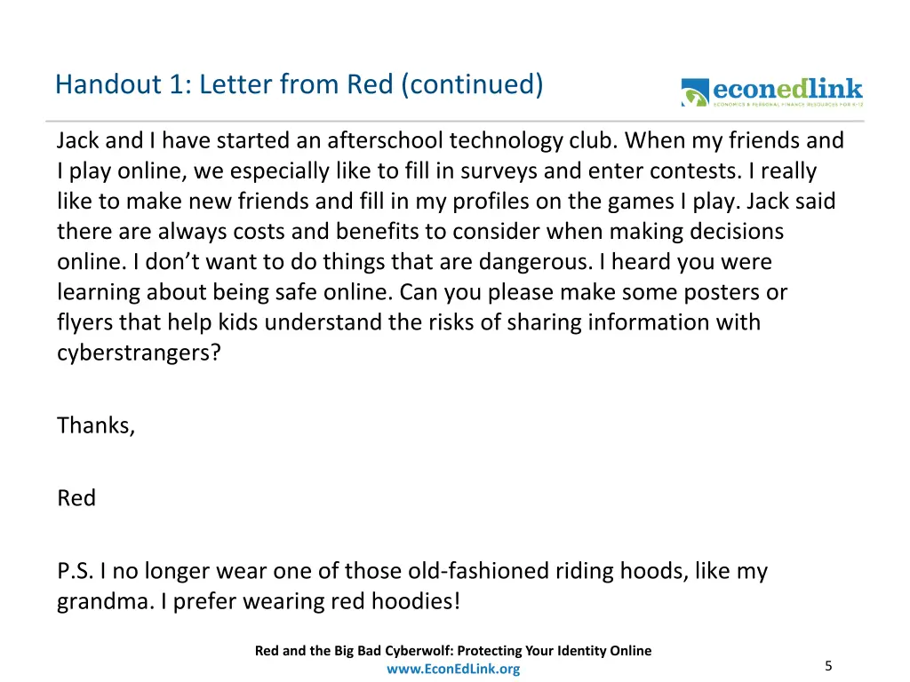 handout 1 letter from red continued