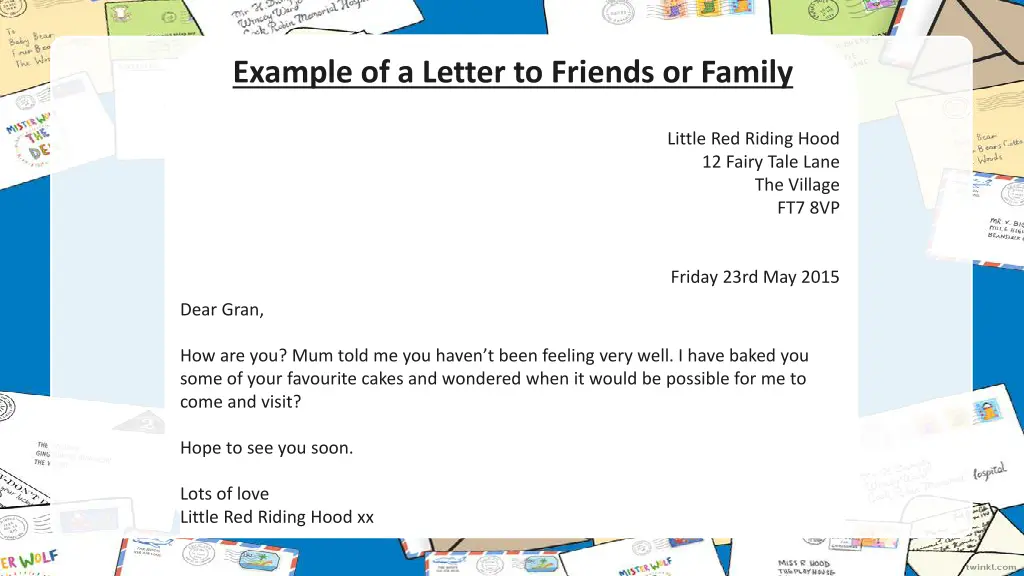 example of a letter to friends or family