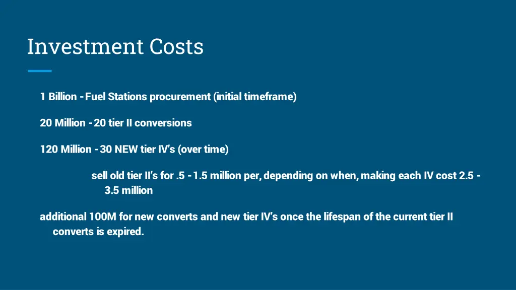 investment costs