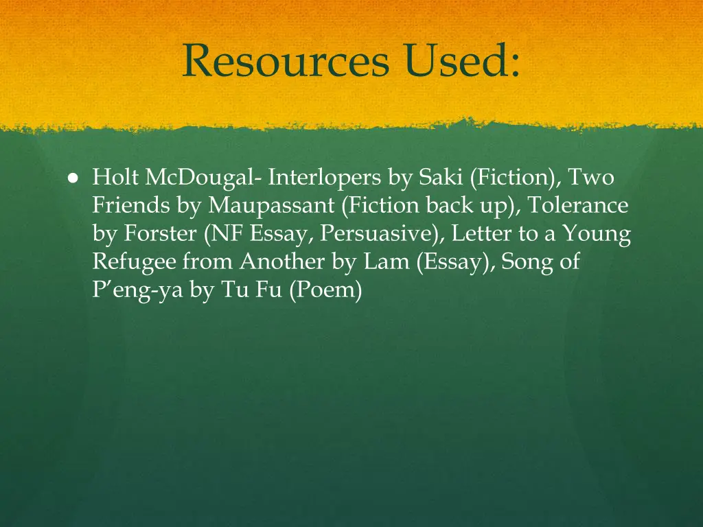 resources used