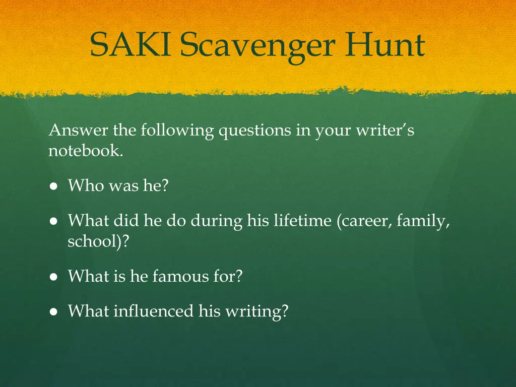 saki scavenger hunt