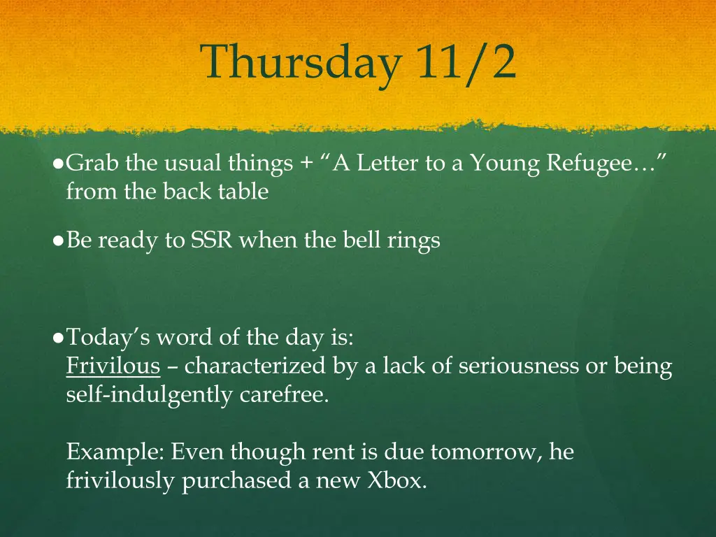 thursday 11 2