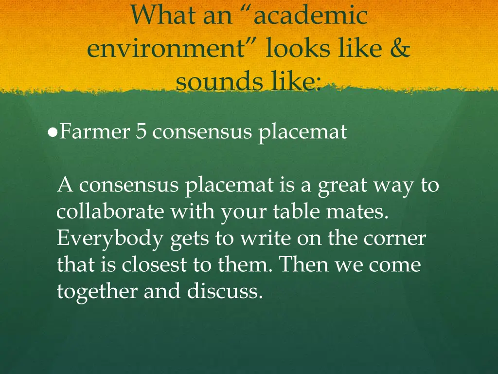 what an academic environment looks like sounds