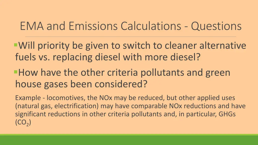 ema and emissions calculations questions 2