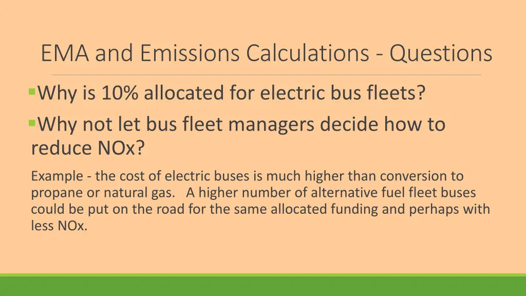 ema and emissions calculations questions 4