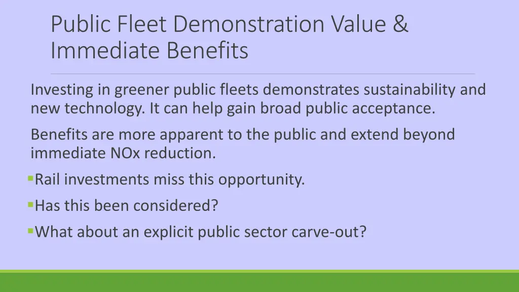 public fleet demonstration value immediate