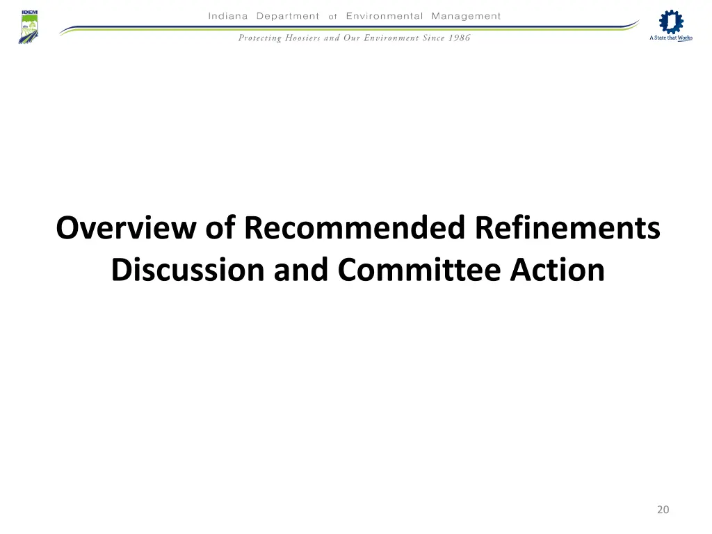 overview of recommended refinements discussion