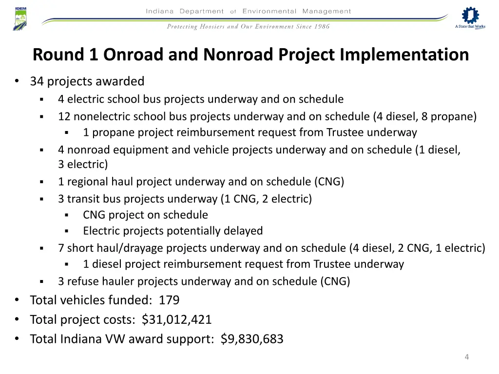 round 1 onroad and nonroad project implementation