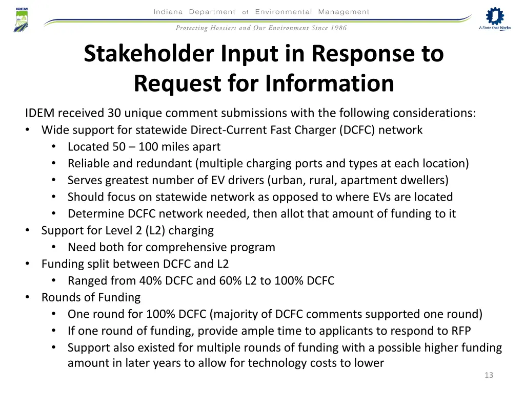 stakeholder input in response to request