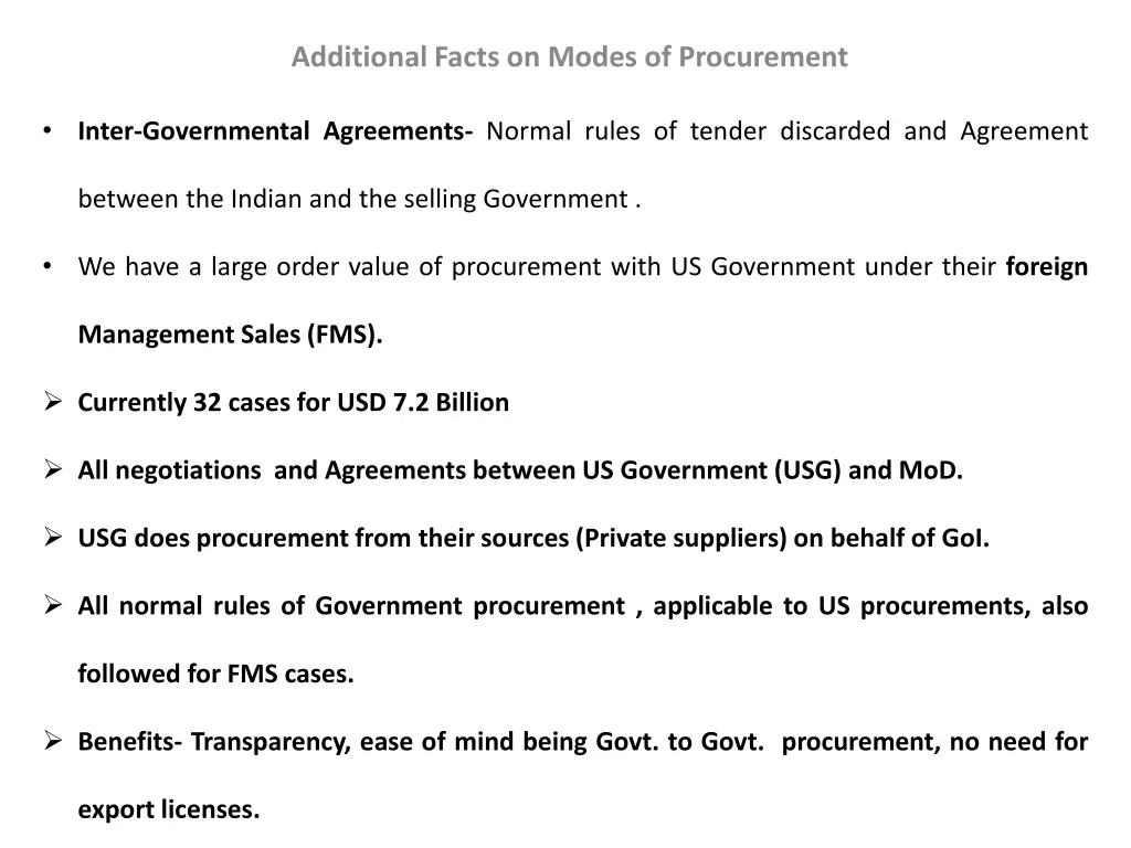 additional facts on modes of procurement