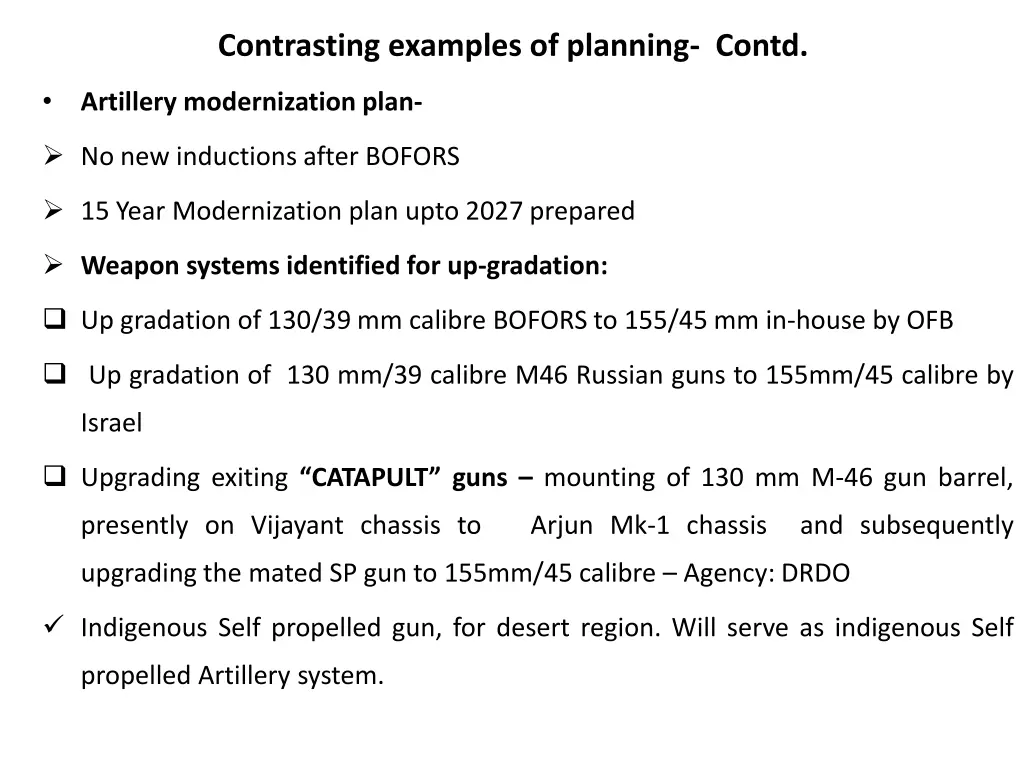 contrasting examples of planning contd