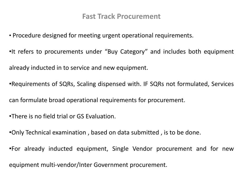 fast track procurement