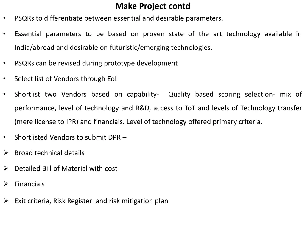 make project contd