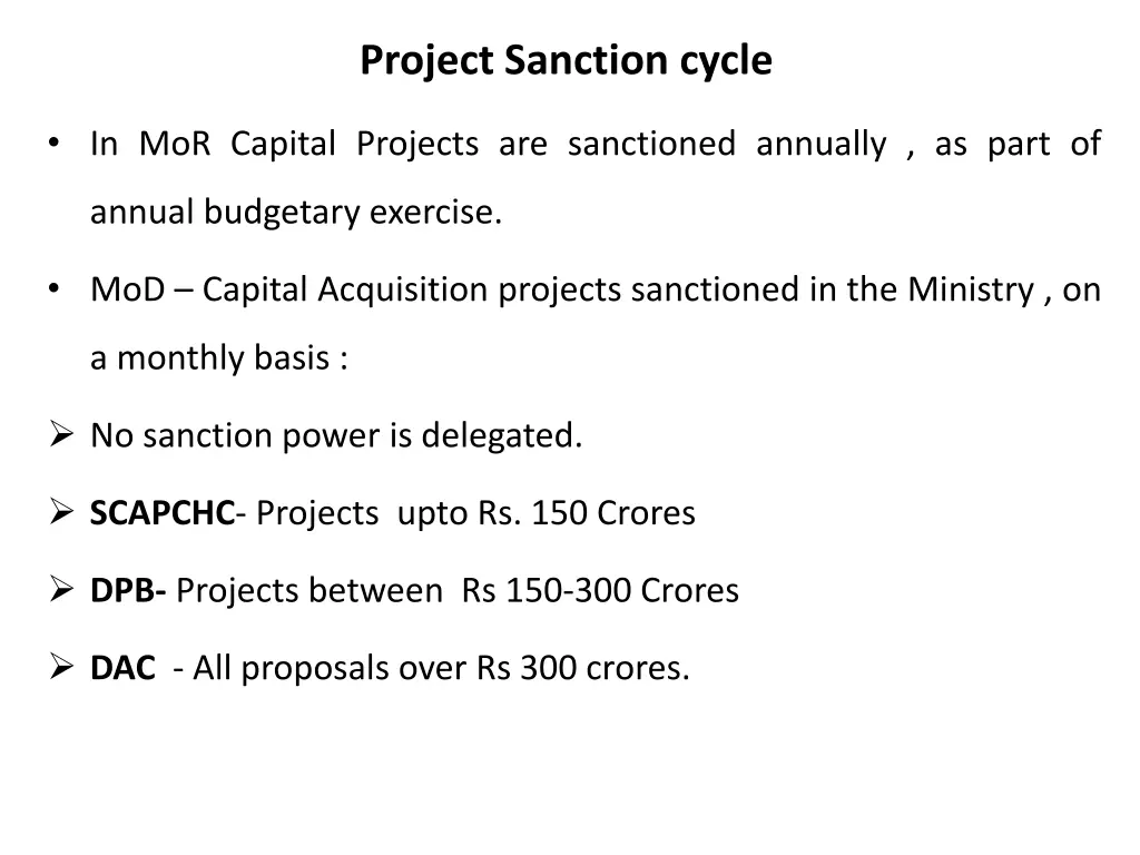 project sanction cycle