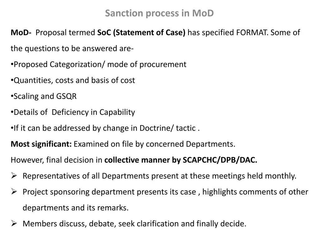 sanction process in mod