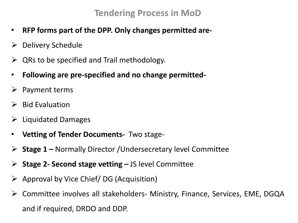 tendering process in mod