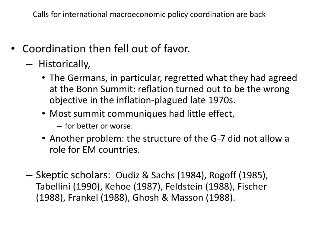 calls for international macroeconomic policy 1