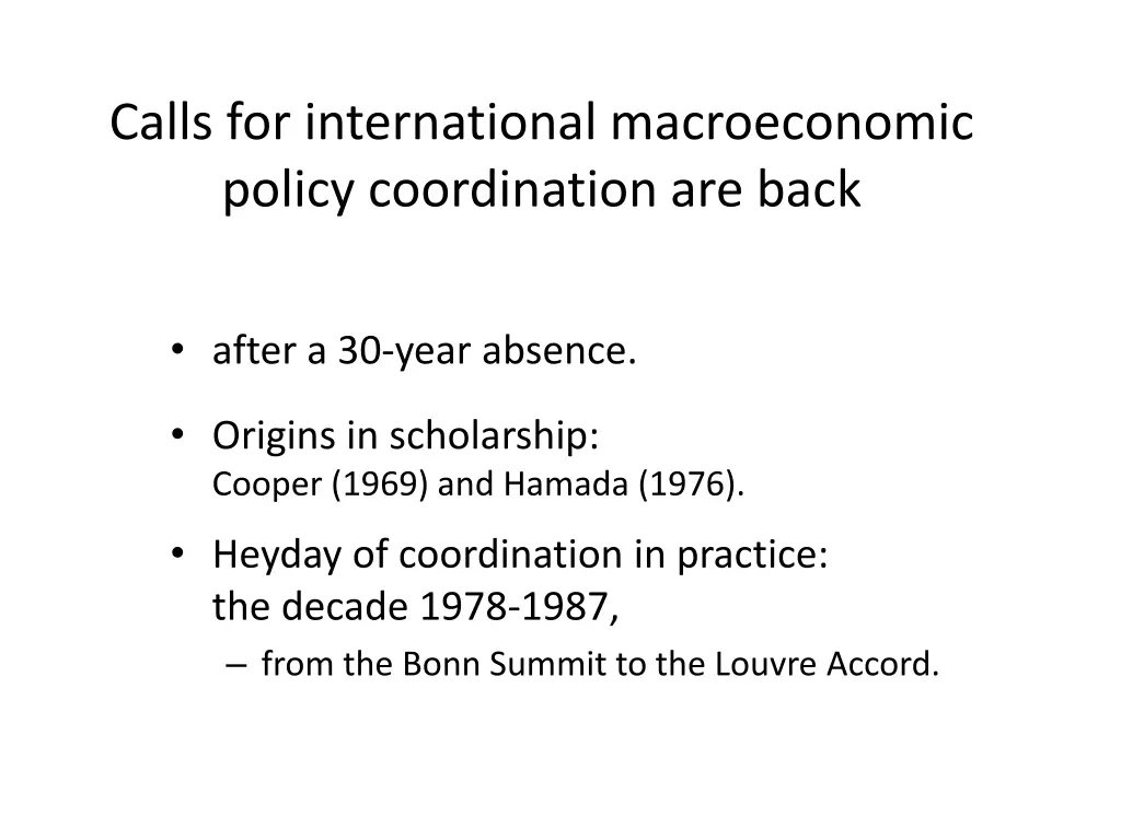 calls for international macroeconomic policy