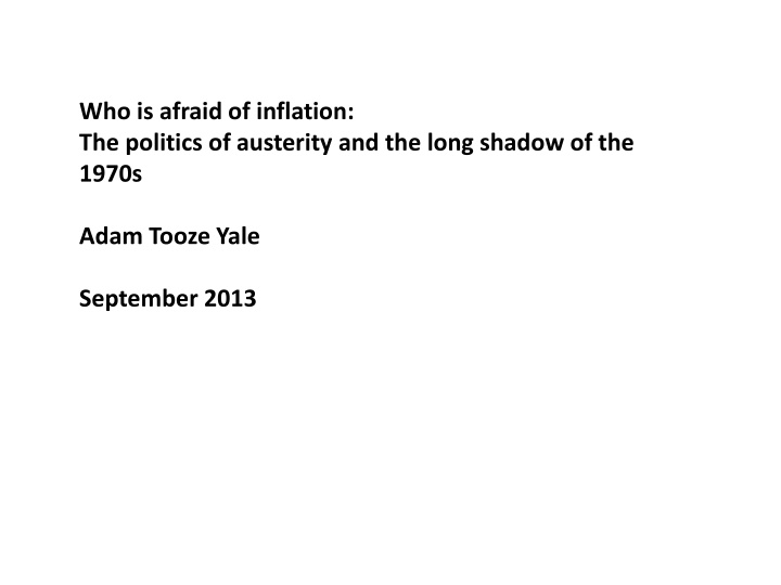 who is afraid of inflation the politics