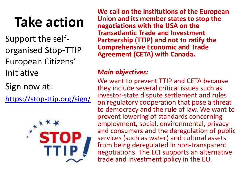 we call on the institutions of the european union