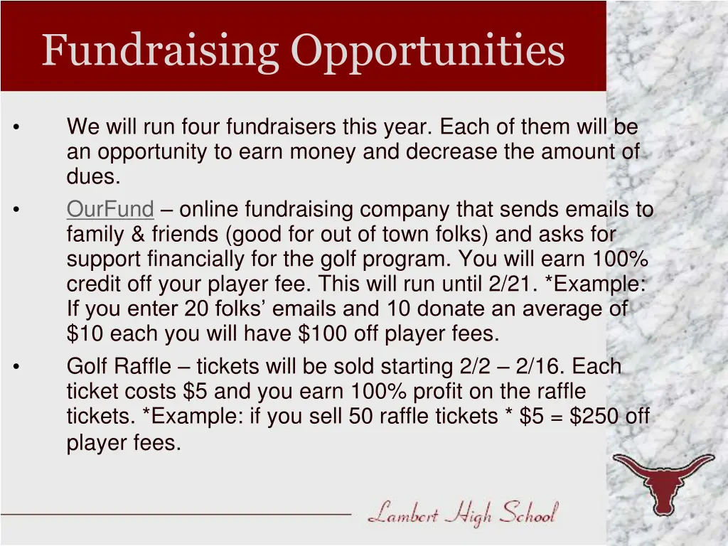 fundraising opportunities